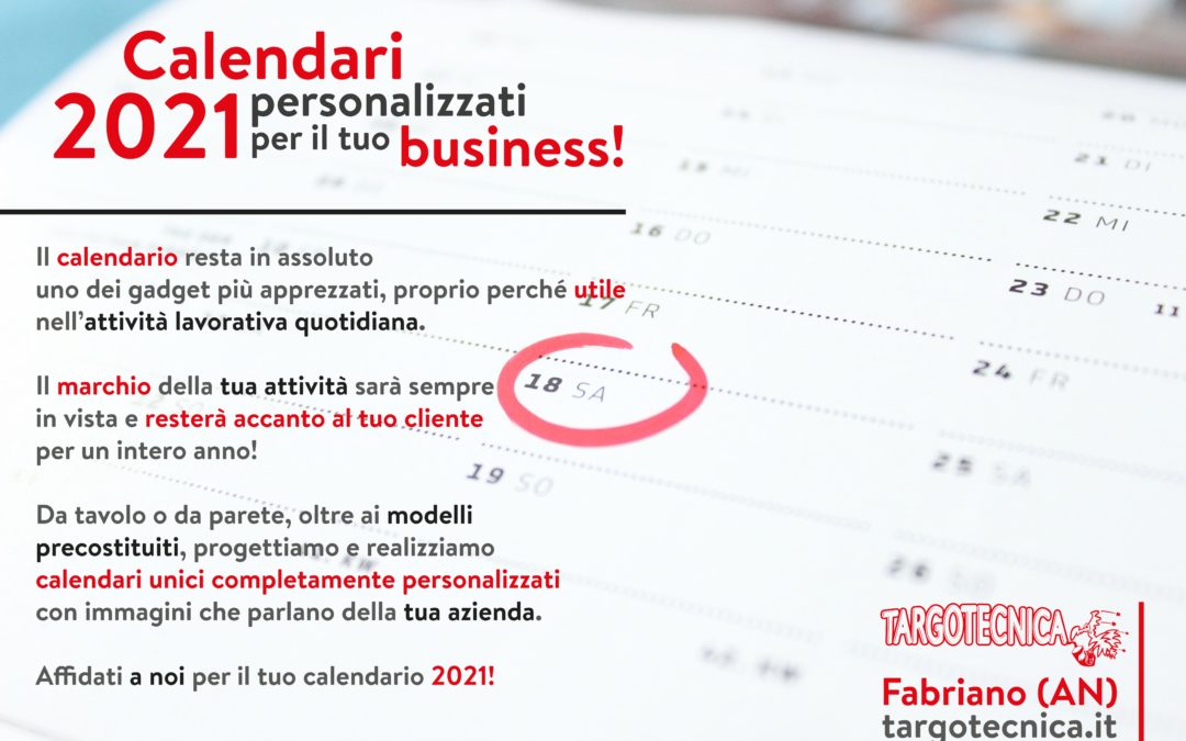 Calendari 2021 personalizzati per il tuo business!