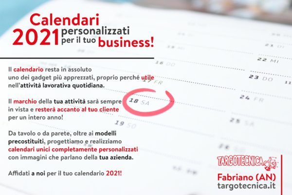 Calendari 2021 personalizzati per il tuo business!